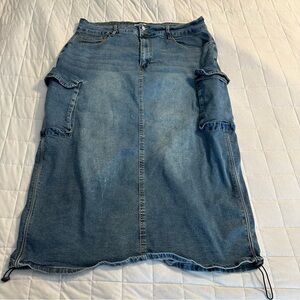Y2K vintage Angel Kiss denim Blue Women's cargo maxi skirt